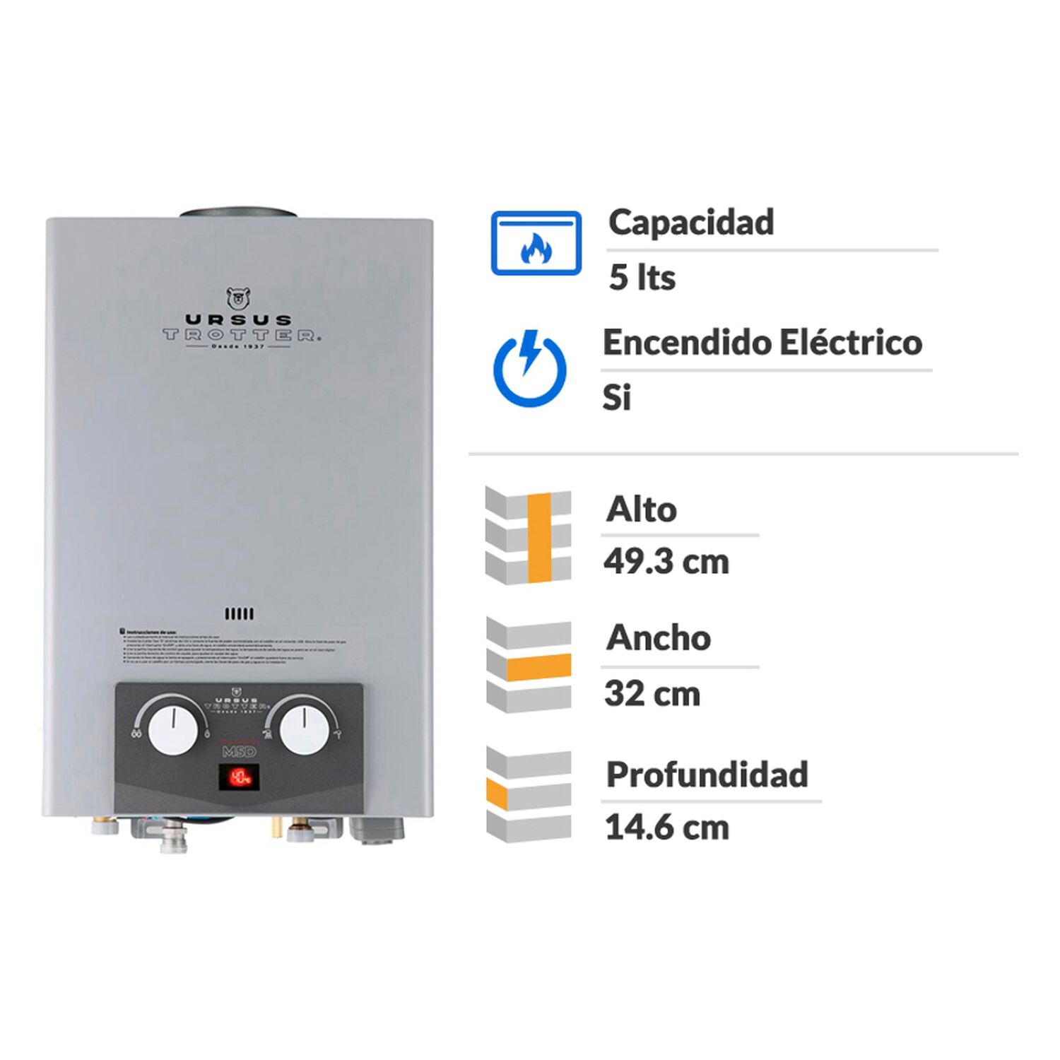 Calefont Ursus Trotter Komfortek UT M5-D GN / Tiro Natural / Gas Natural  / 5 Litros image number 1.0
